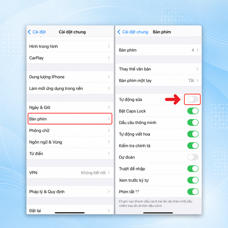 Cách tắt tiên đoán trên iPhone 4