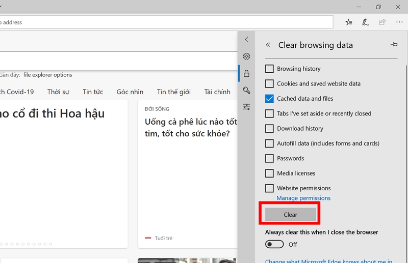 Hướng dẫn xóa cache trình duyệt hình 15