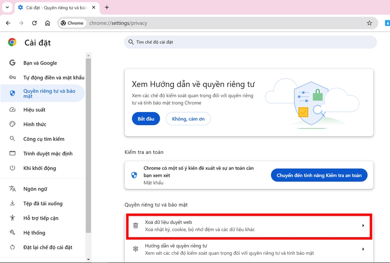 Hướng dẫn xóa cache trình duyệt hình 6