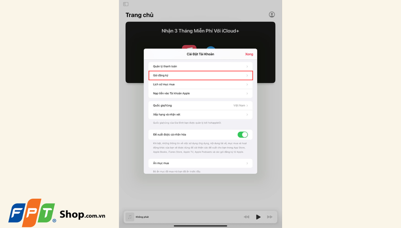 Cách hủy đăng ký Apple Music trên iPad 3