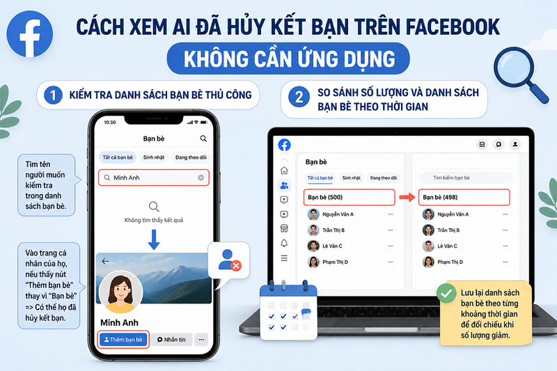 Cách xem ai đã hủy kết bạn trên Facebook không cần ứng dụng