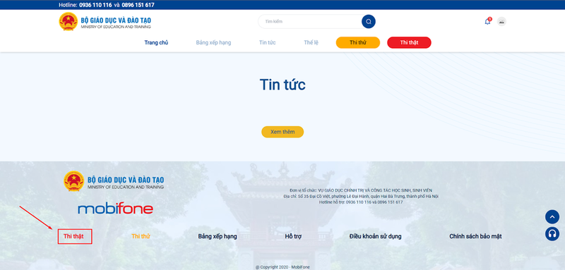 Thí sinh được phép thi thử bao nhiêu lần?