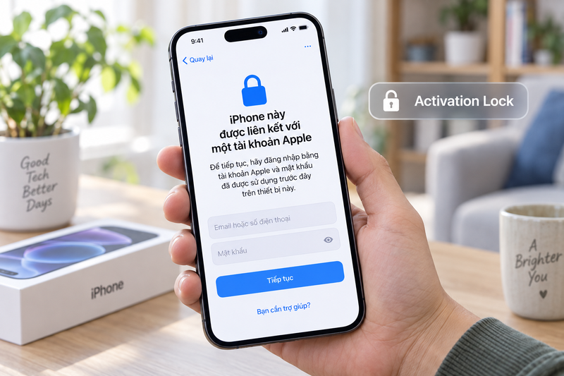 Khóa kích hoạt Activation Lock trên màn hình thiết bị