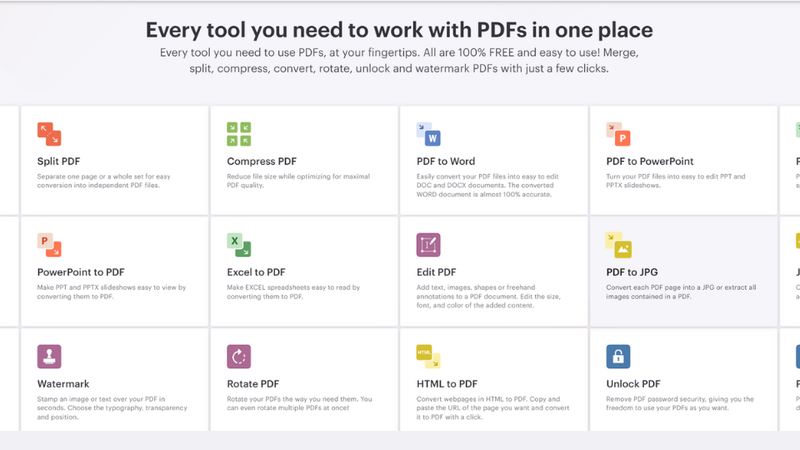 Các tính năng của iLovePDF