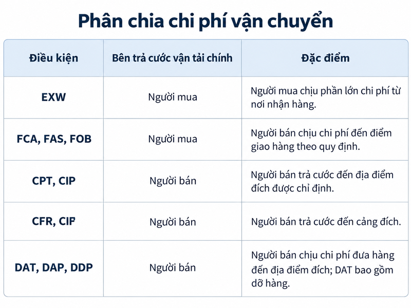Phân chia chi phí vận chuyển