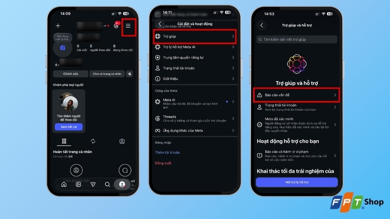 Báo cáo sự cố cho Instagram