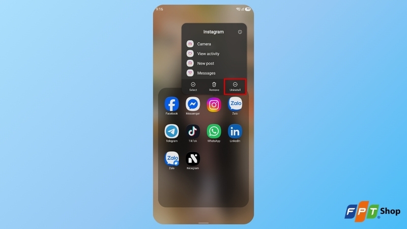 Gỡ ứng dụng Instagram trên Android