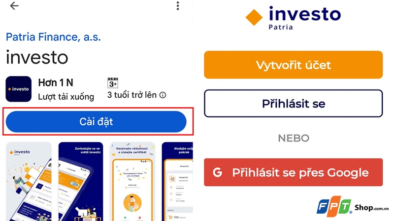 Tải xuống ứng dụng investo