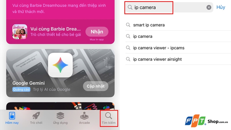 Nhập từ khóa "IP Camera" để tìm kiếm