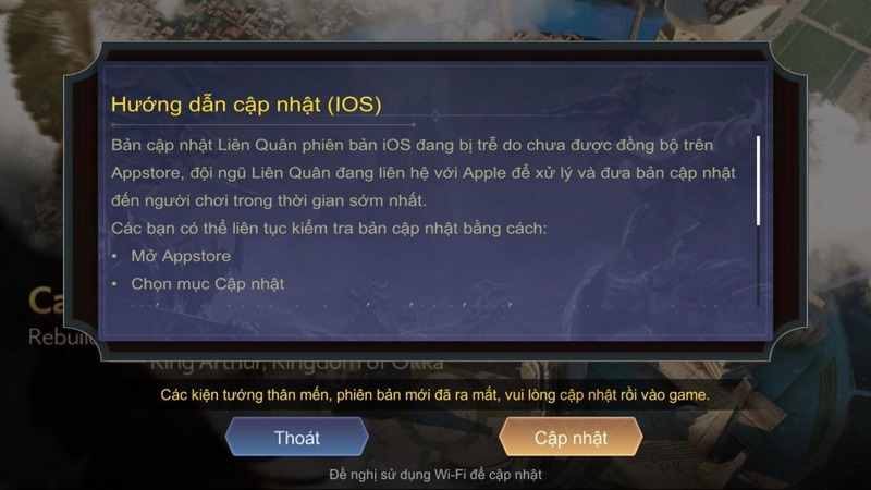 Cập nhật iOS và Liên Quân lên bản mới nhất