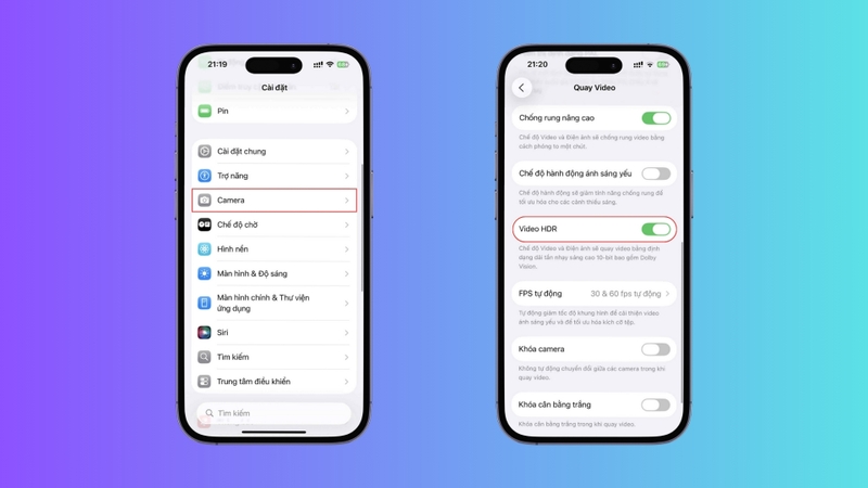 Kiểm tra thiết lập ánh sáng