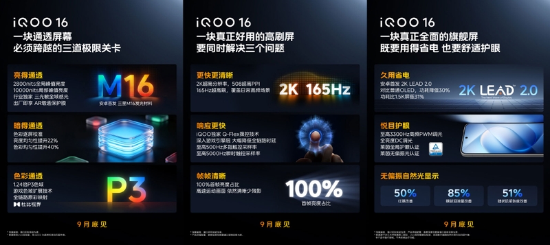 iQOO 16 sở hữu màn hình 2K 165 Hz, độ sáng cục bộ 10.000 nit.