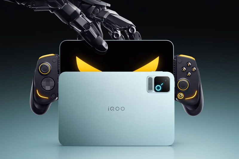 iQOO Pad Pro sở hữu thiết kế mỏng 5,74 mm, mặt lưng tối giản và cụm camera nổi bật.