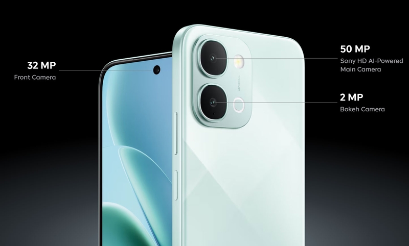 iQOO Z11xa 5G trang bị camera chính Sony IMX852 50 MP, camera phụ 2 MP và camera selfie 32 MP.