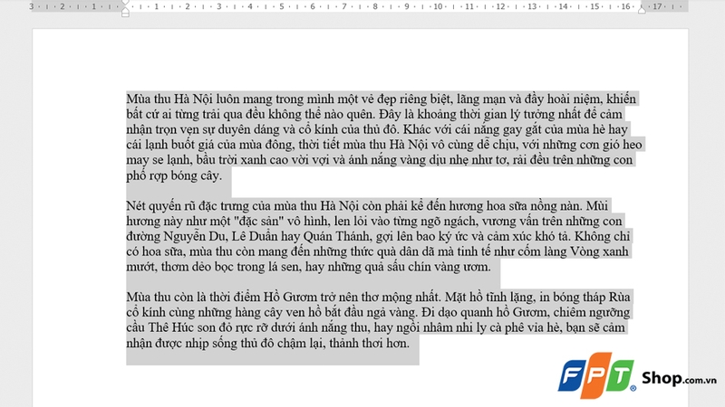 Bôi đen đoạn văn muốn căn đều hai bên