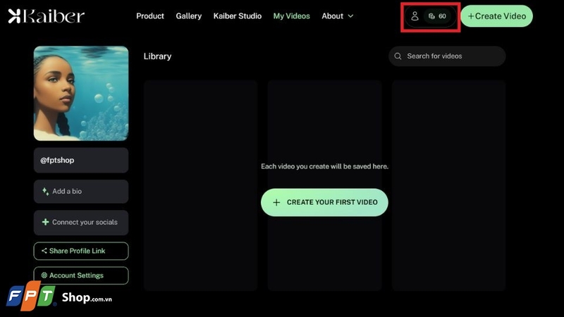 Kaiber AI cấp 60 credit