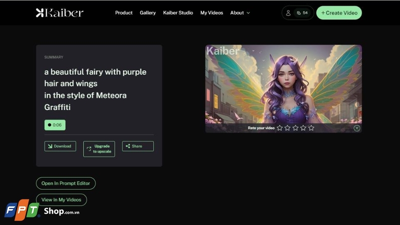 Hoàn tất tạo video với Kaiber AI