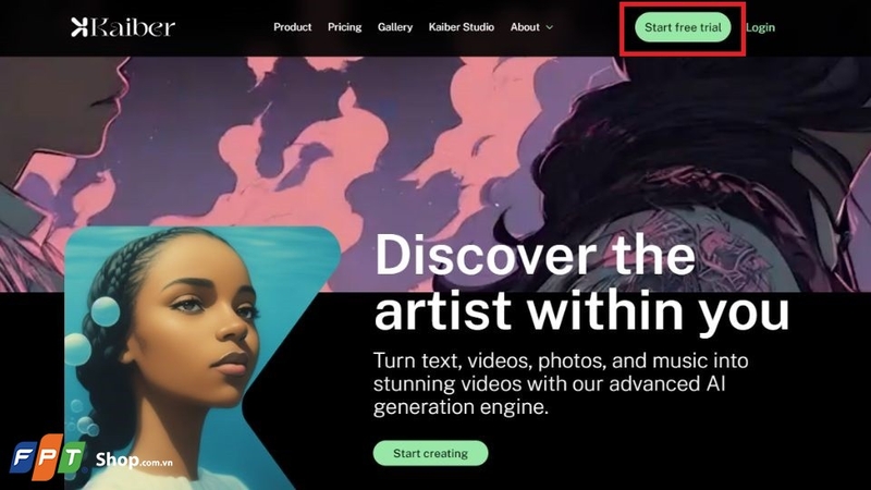 Chọn “Start Free Trial” để đăng ký tài khoản miễn phí