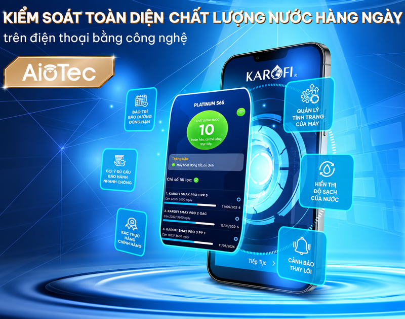 Máy lọc nước nóng lạnh RO Hydrogen Karofi PLATINUM S66 12 lõi - hình 8