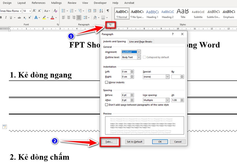 Cách kẻ dòng trong Word - 06