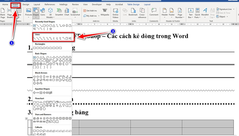 Cách kẻ dòng trong Word - 01