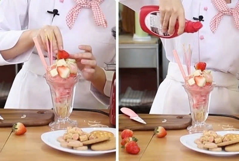 kem chuối dâu tây ảnh 2