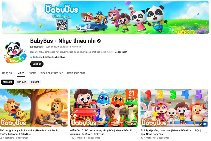kênh YouTube cho trẻ em 17