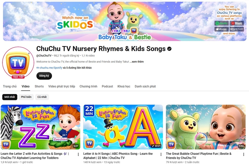 kênh YouTube cho trẻ em 4
