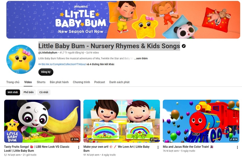kênh YouTube cho trẻ em 2
