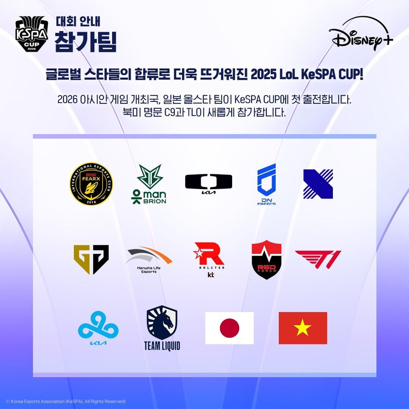 Các đội tham dự KeSPA Cup 2026