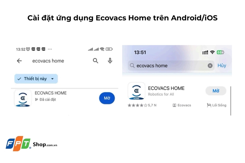 Cài đặt ứng dụng Ecovacs Home