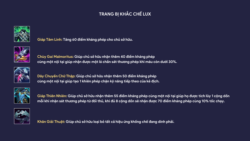 Trang bị khắc chế Lux