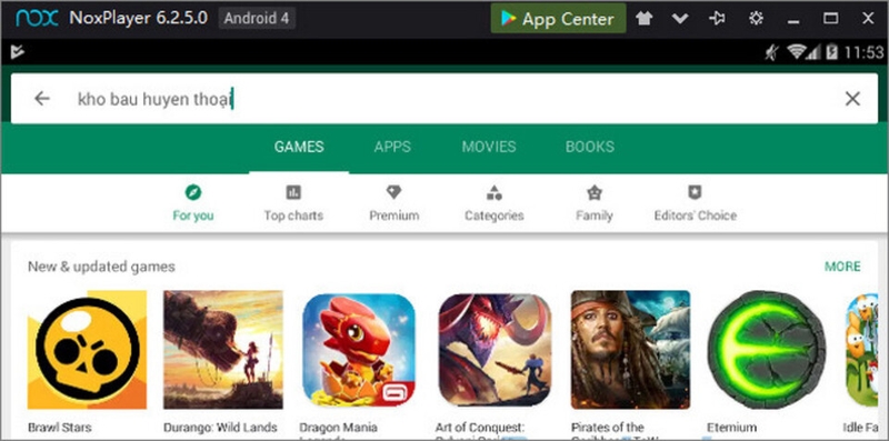 Tìm kiếm game trong ứng dụng Google Play Store