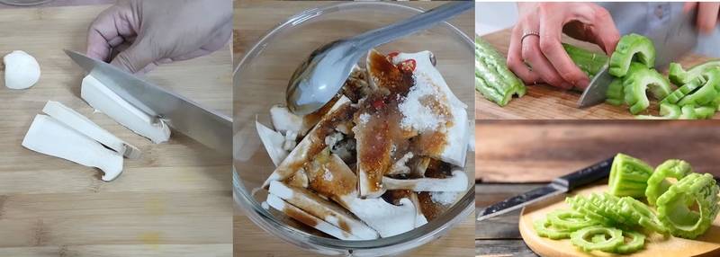 khổ qua kho chay nấm đùi gà 3