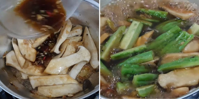 khổ qua kho chay nấm đùi gà 4
