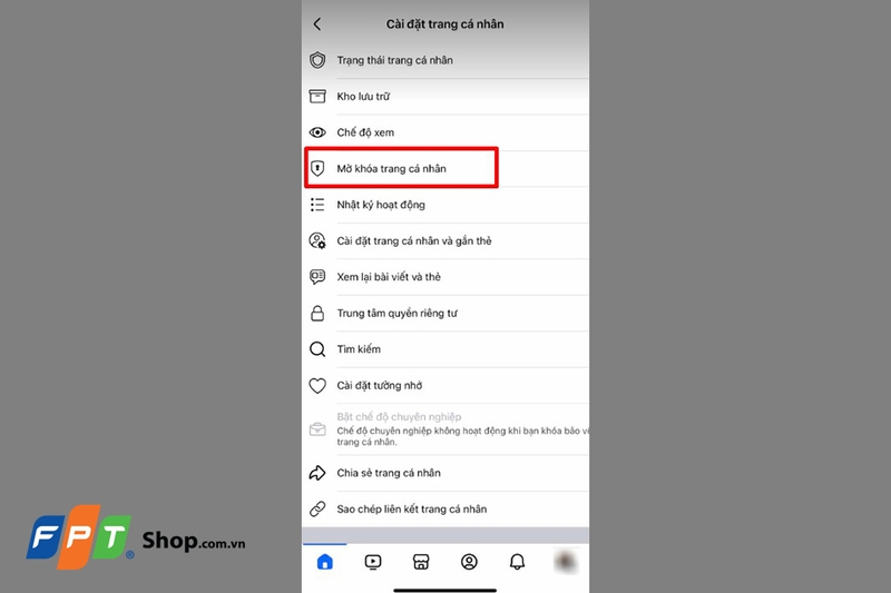 Khóa bảo vệ trang cá nhân (hình 11)