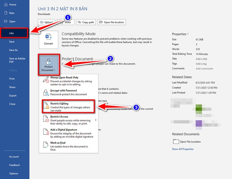 Cách khóa Header Footer trong Word - 05