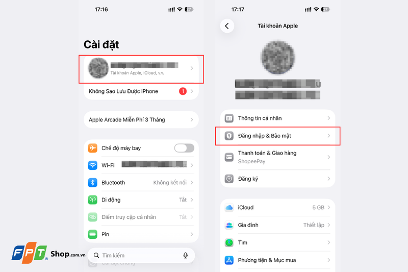 Chọn mục Đăng nhập & bảo mật