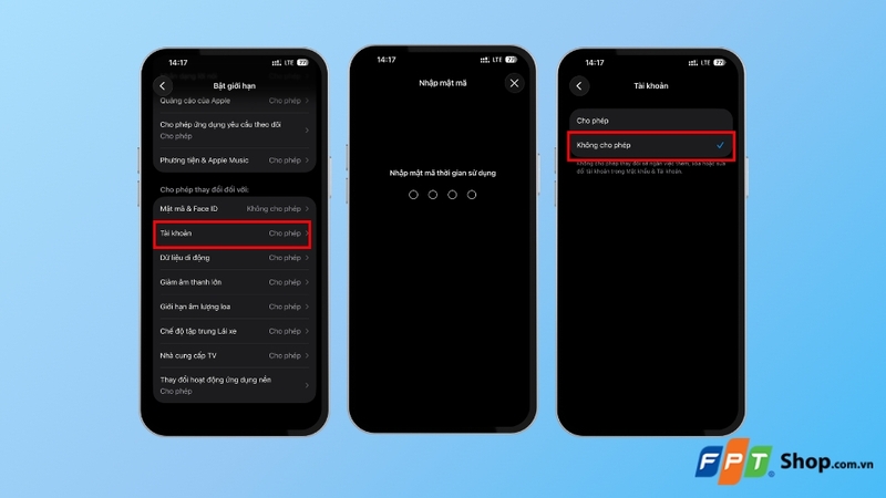 cách khóa thay đổi iCloud trên iPhone