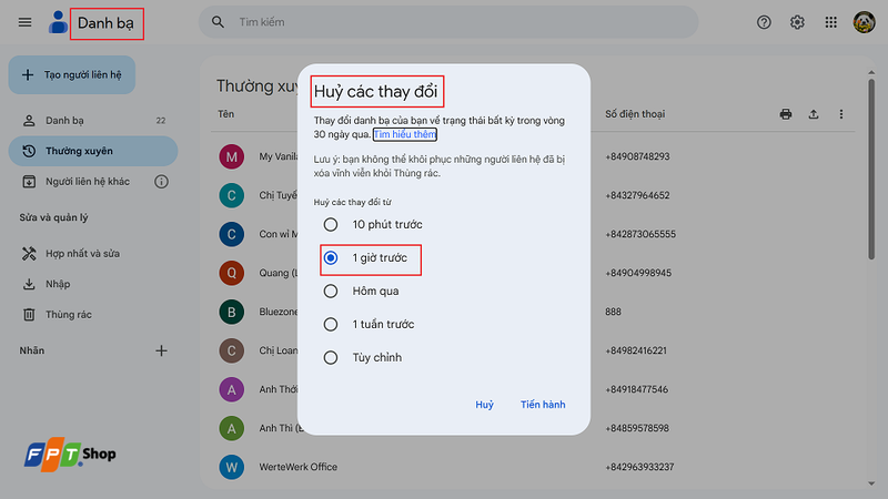 Cách khôi phục danh bạ Gmail đã xóa trên máy tính