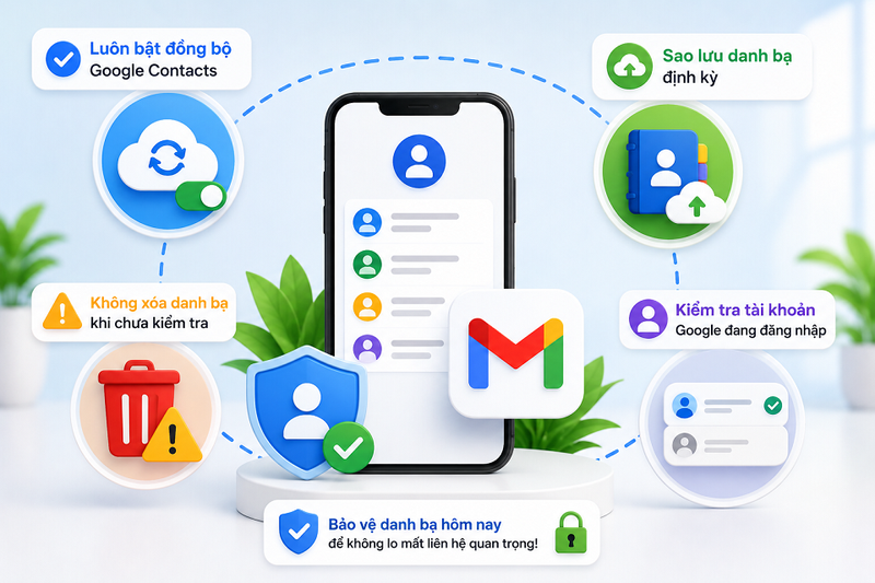 Cách hạn chế mất danh bạ Gmail trong tương lai