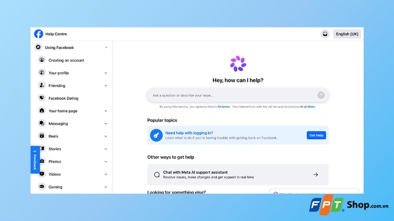 Gửi yêu cầu hỗ trợ trực tiếp đến Facebook