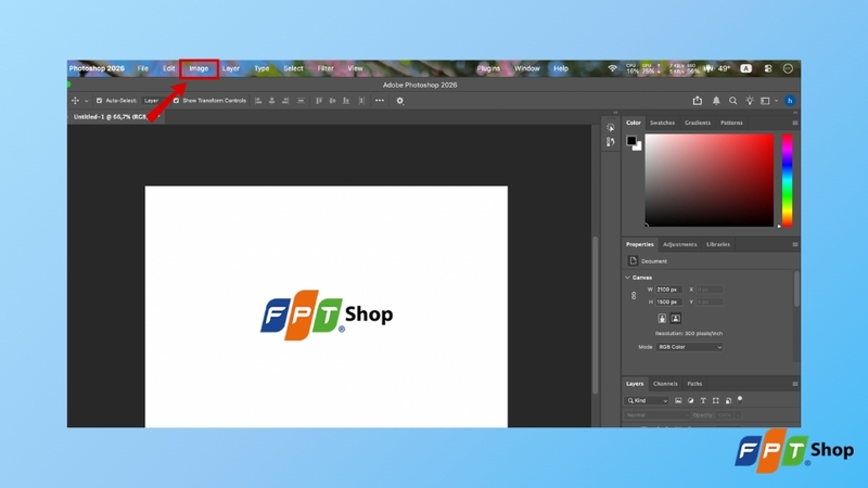 Mở file ảnh cần lưu trong Photoshop