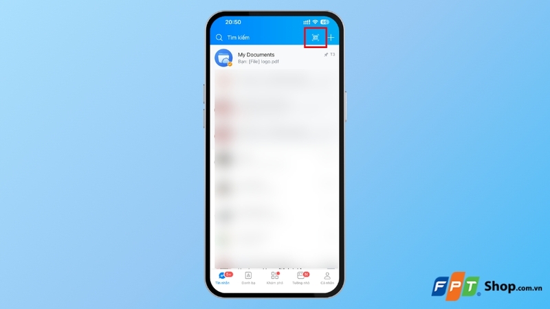 nhấn vào biểu tượng mã QR