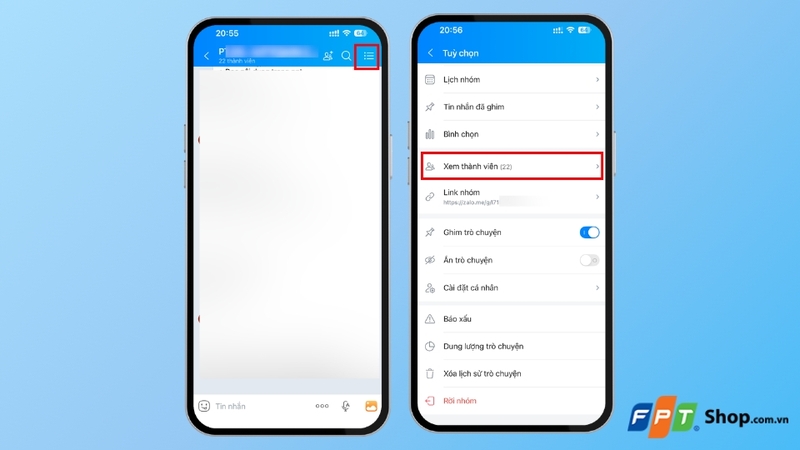 Tìm bạn qua nhóm chat chung trên Zalo