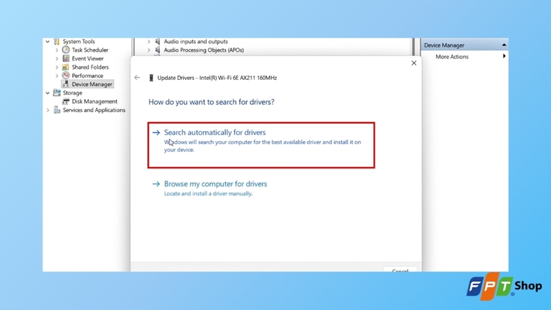chọn Search automatically for drivers