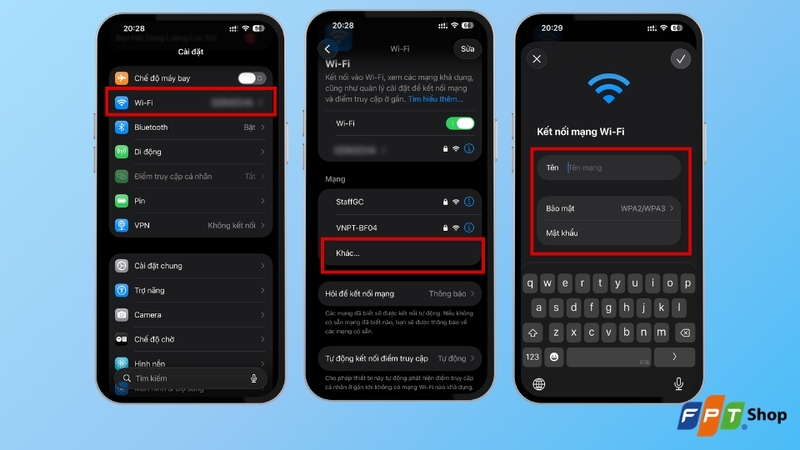 Kết nối thủ công với mạng WiFi ẩn trên iPhone