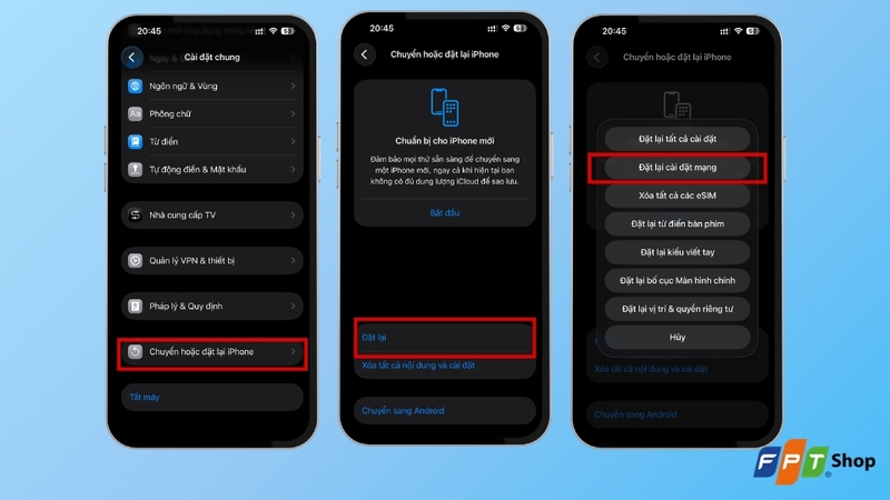 Khôi phục cài đặt mạng trên iPhone