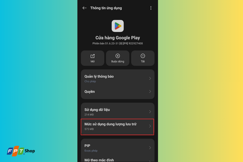 Mức sử dụng dung lượng lưu trữ