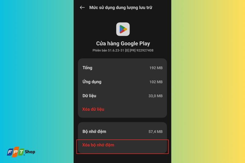 Chọn Xóa bộ nhớ đệm